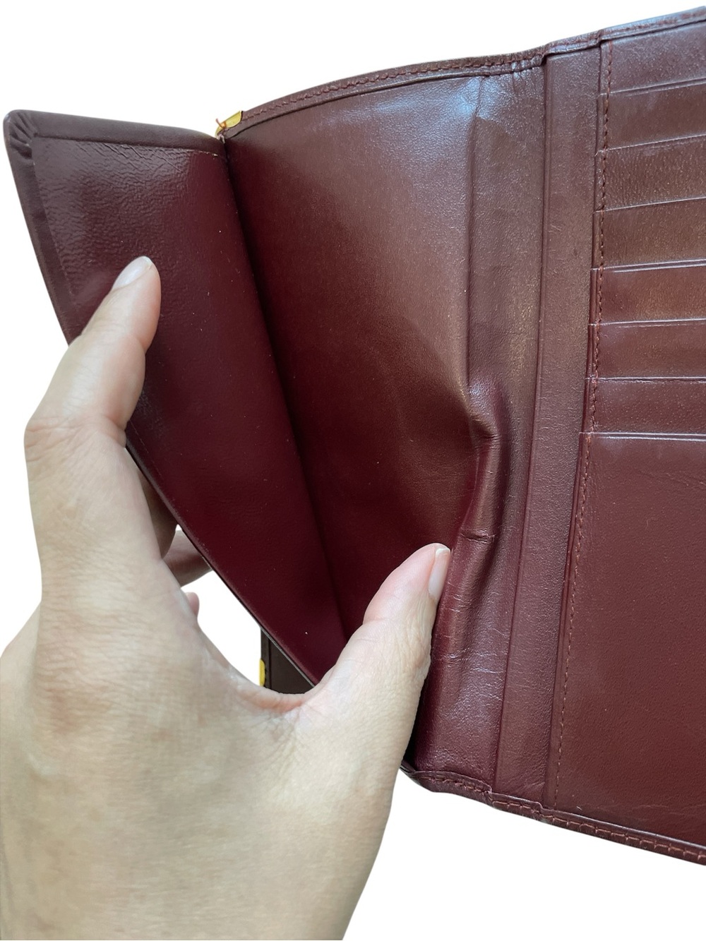 Vintage Must de Cartier Bordeaux Leather Long Bitold Wallet - Double C Logo - Picture 7 of 10